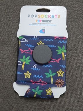 PopSockets Navy Tropical PopThirst Can Holder with Removable Grip